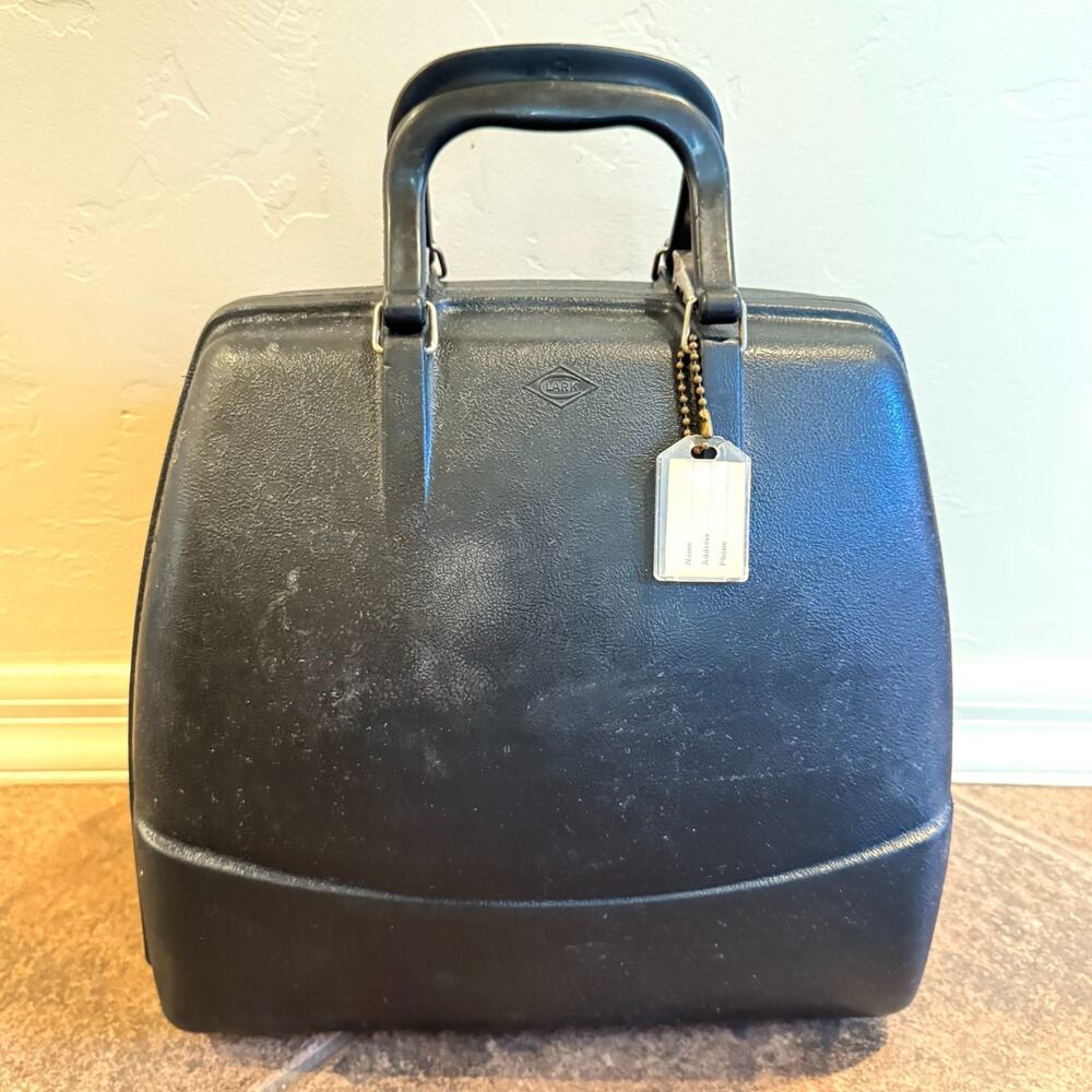Vintage Clark Bowling Ball Case Black Hard Shell Clamshell Single Carrier w/Rack